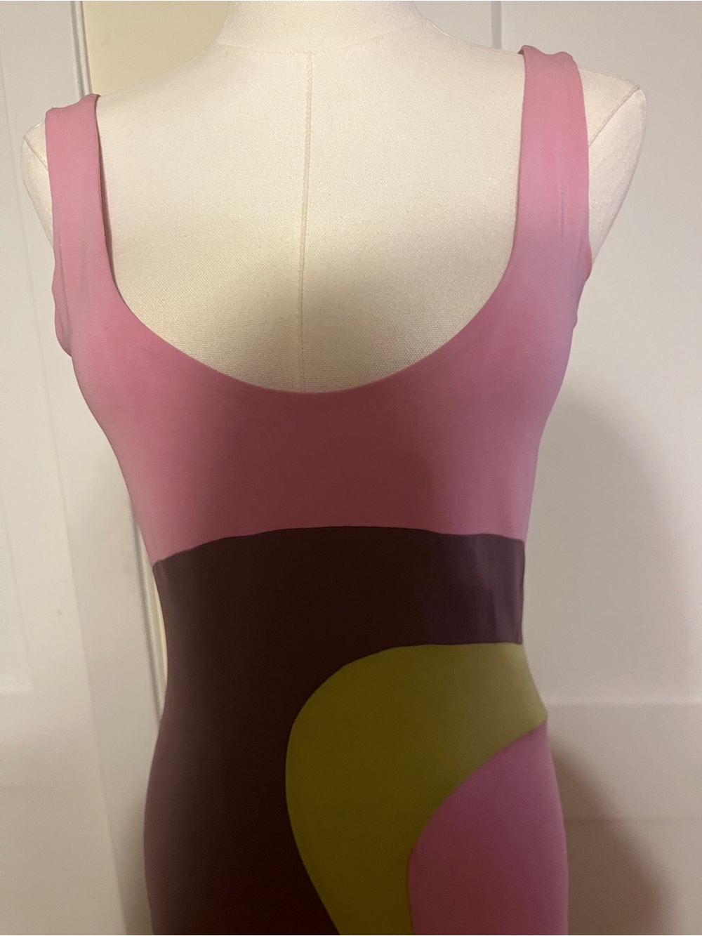 Plein Sud Pink Mod Colorblock Maxi Dress – Sculptural 90s Graphic - Picture 2 of 14